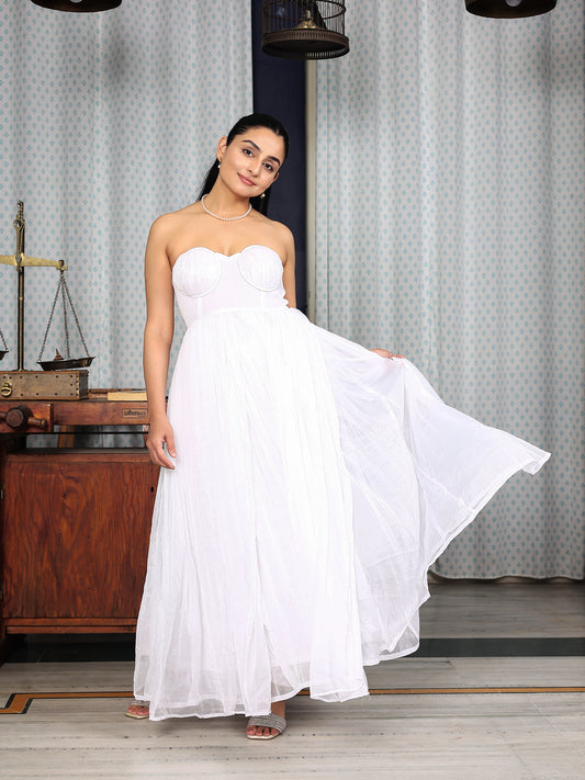 Noor White Chiffon Anarkali Set