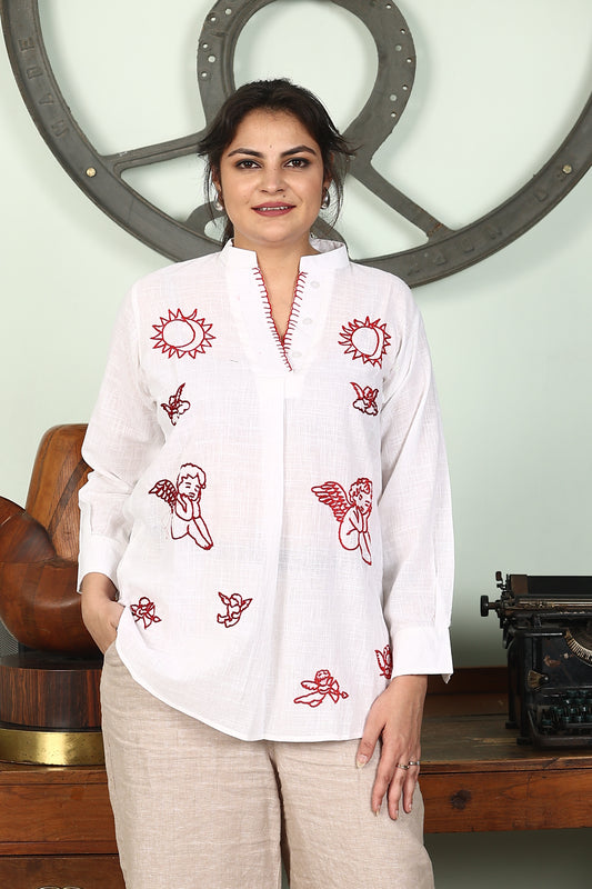 angel handembroidery shirt