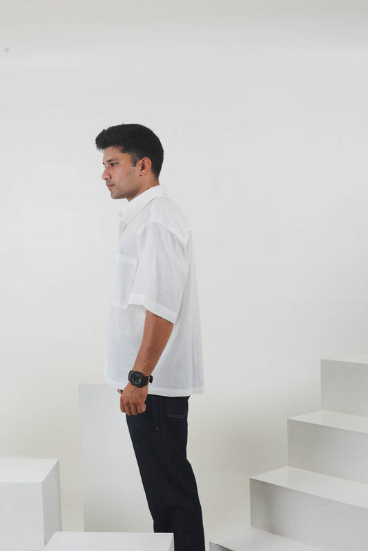 WHITE HANDPAINTED COTTON SHIRT