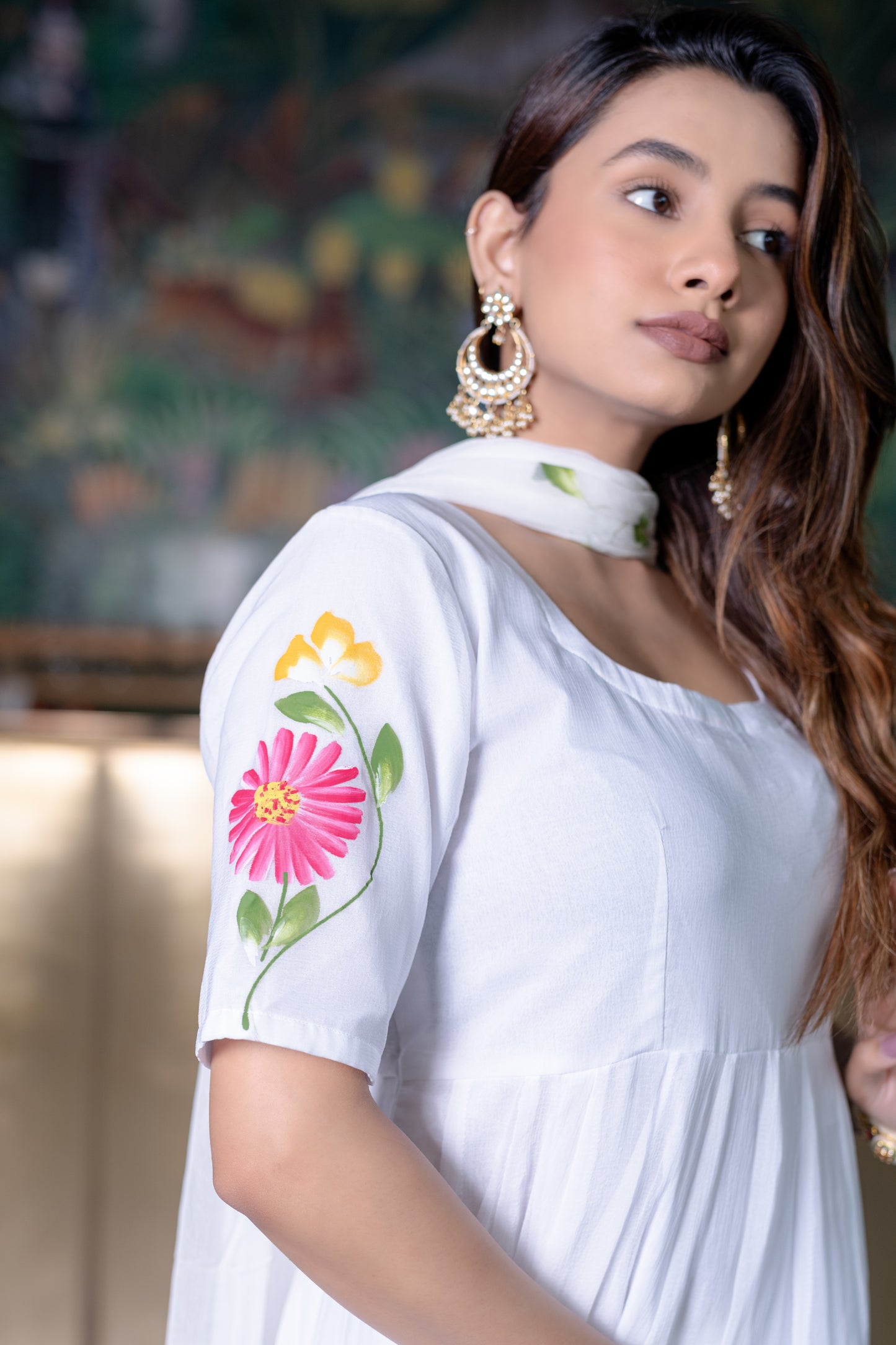 WHITE CHIFFON Kurta with PALAZZO and Dupatta