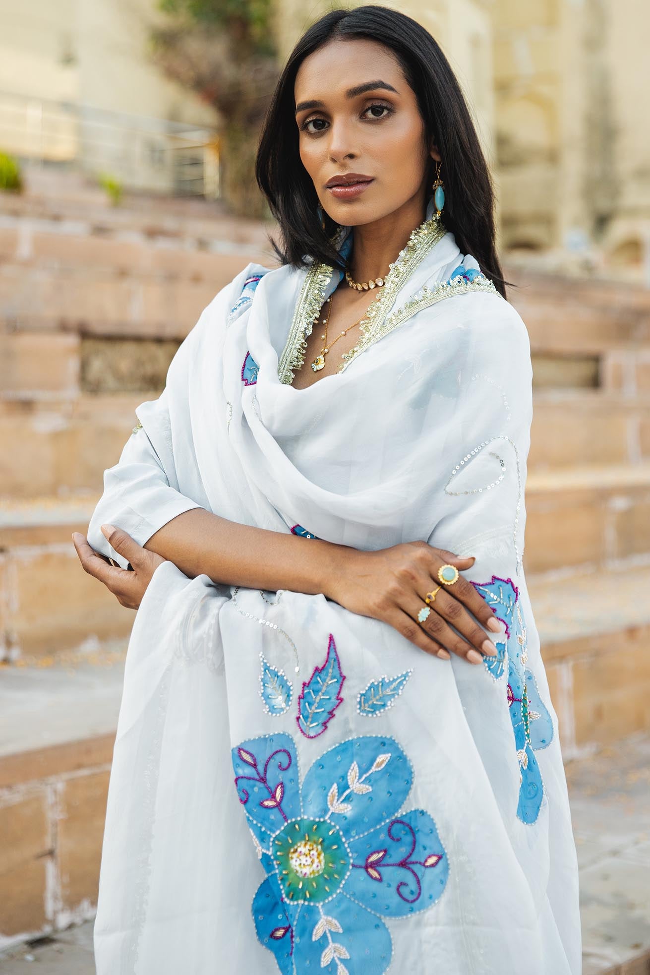 Damini Anzugset aus Crêpe in Hellgrau