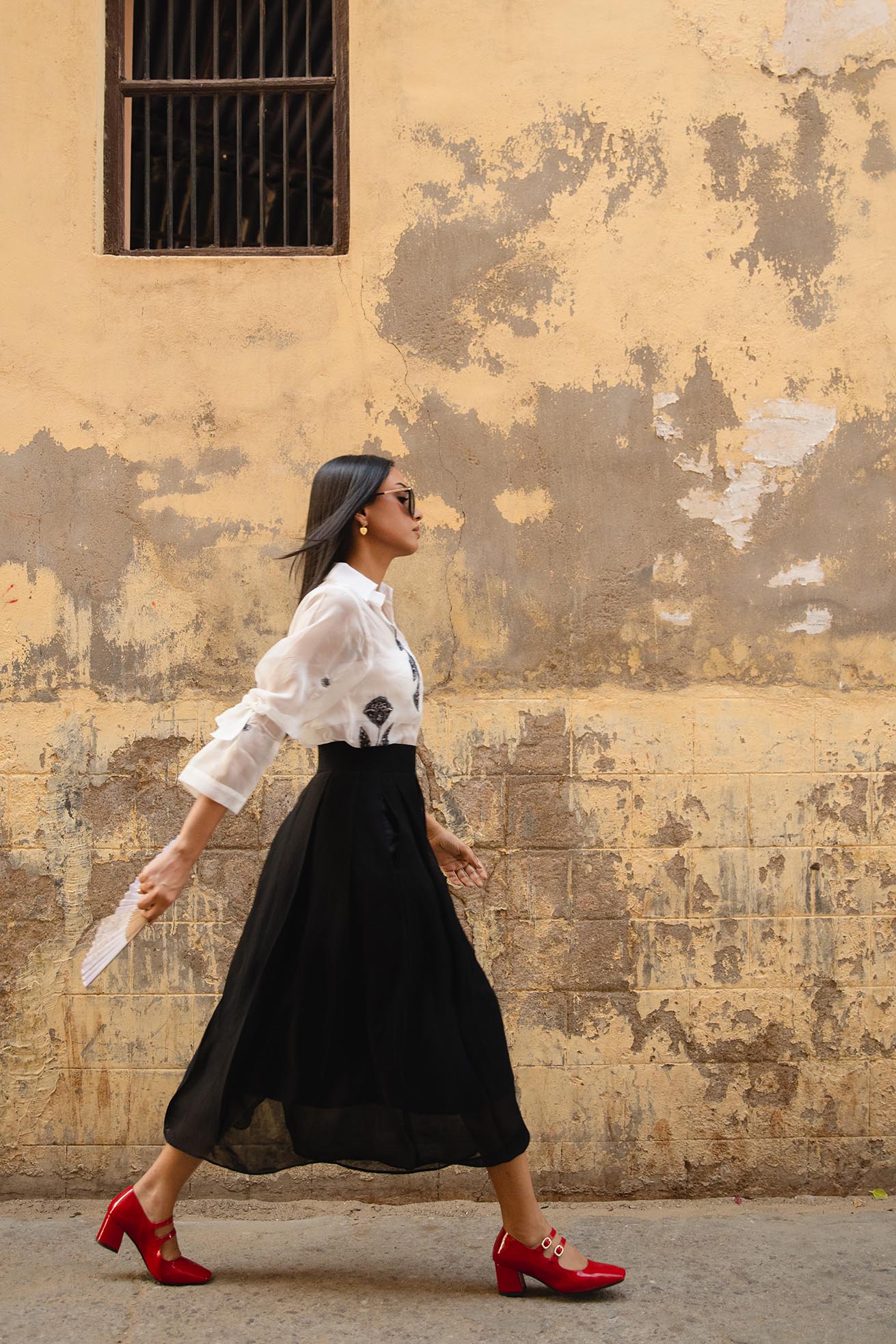 Fiona black soft organza skirt with side pocket