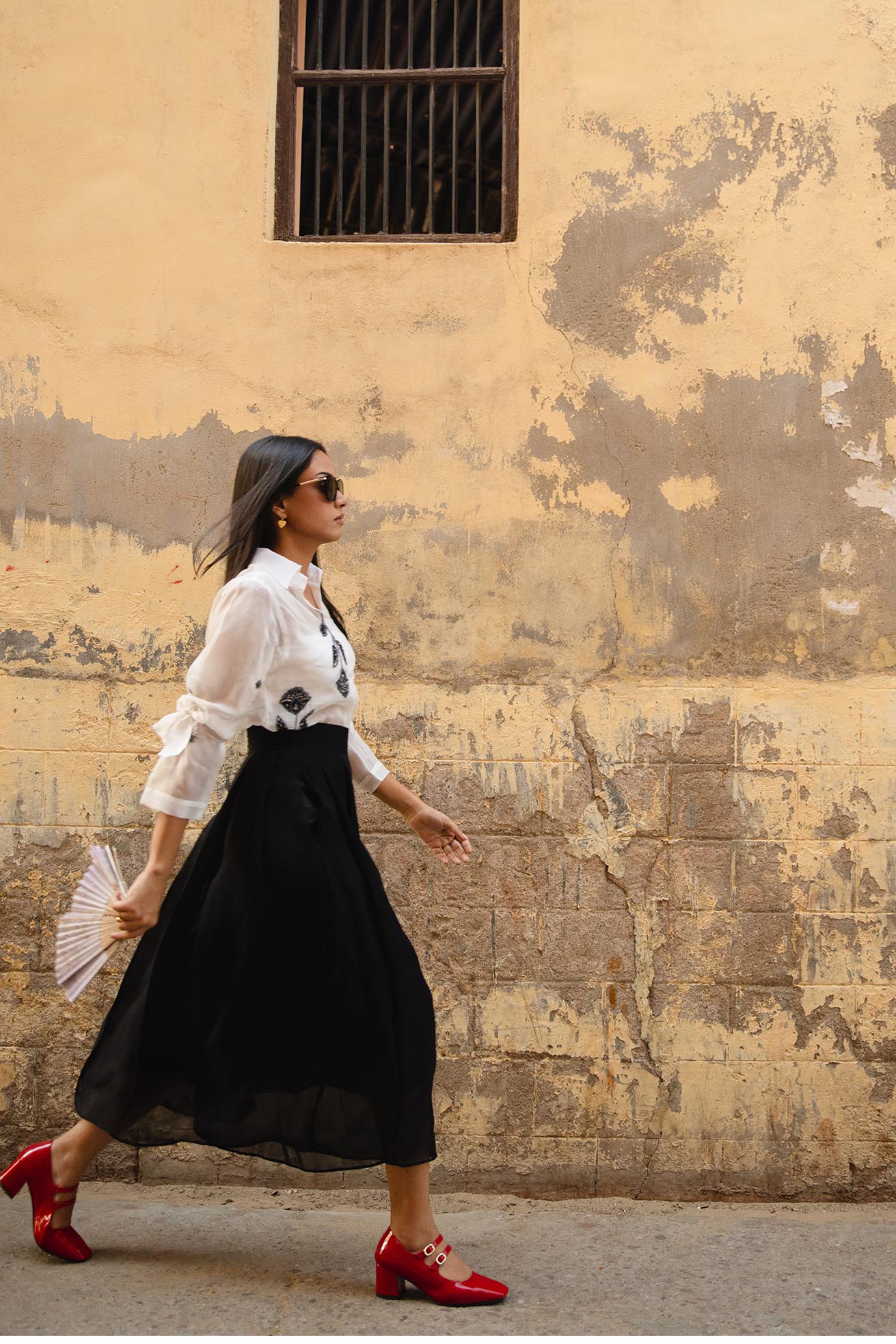 Fiona black soft organza skirt with side pocket