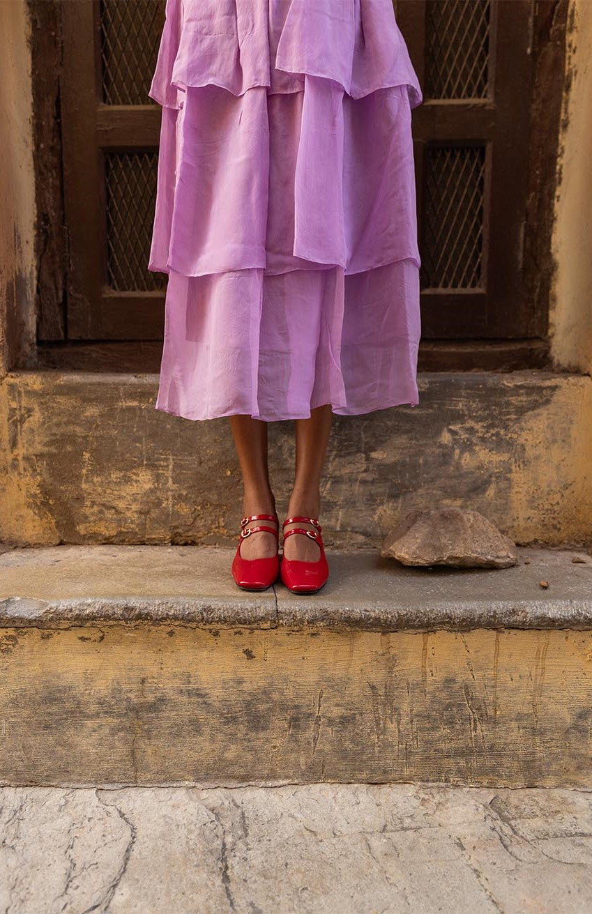 Ember purple organza skirt with pocket