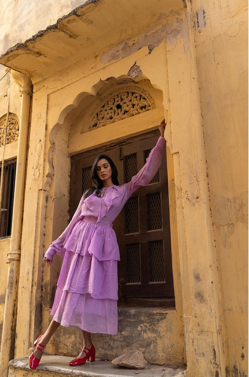 Ember purple organza skirt with pocket