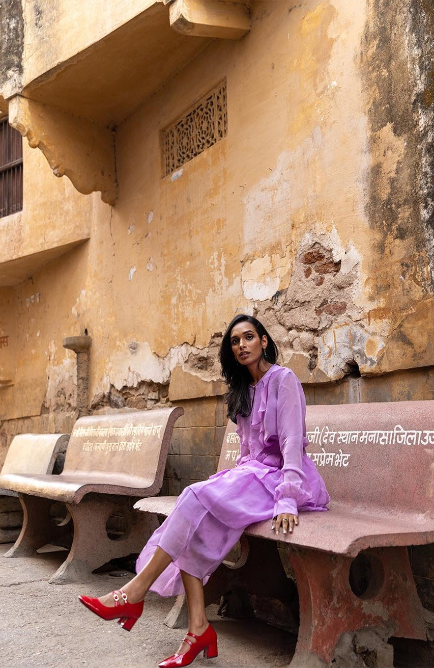 Ember purple organza skirt with pocket