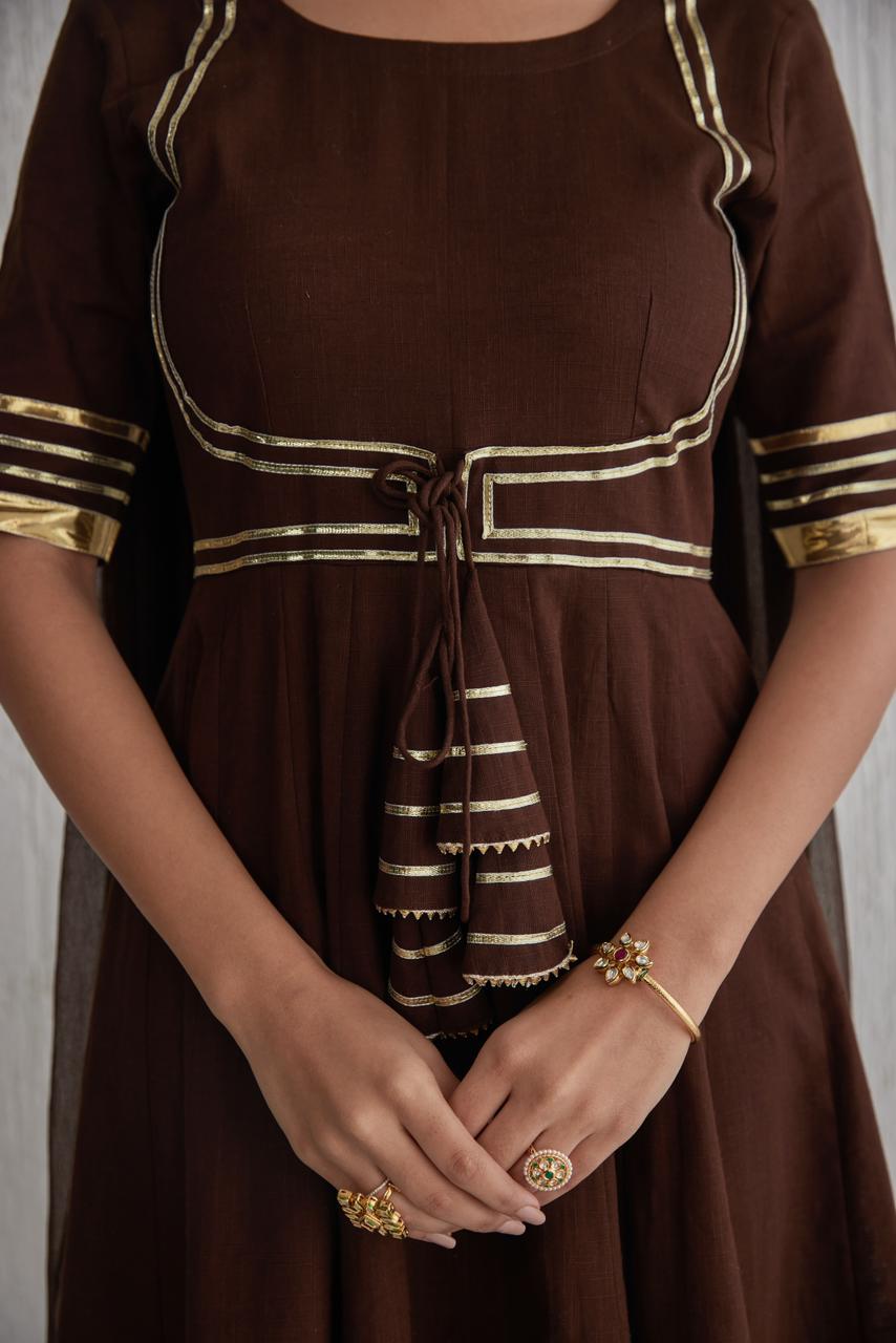 Aaradhya brown gotta anarkali set of 3