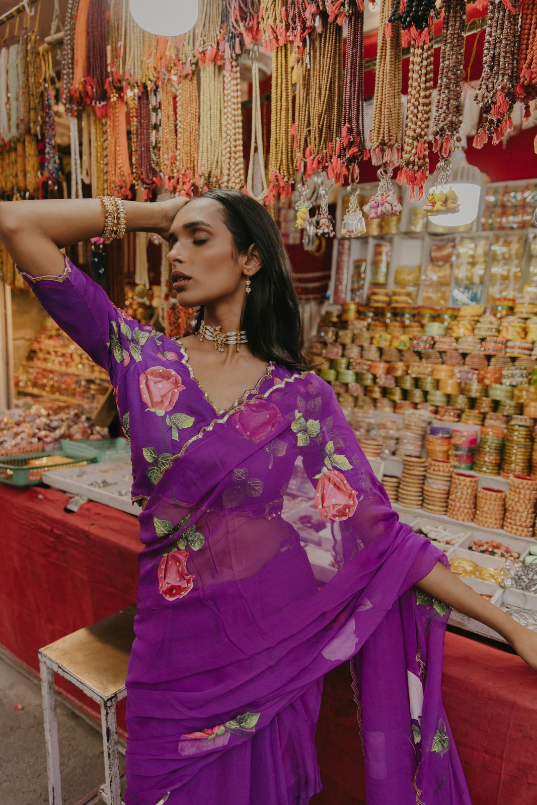 savina chiffon handpainted saree