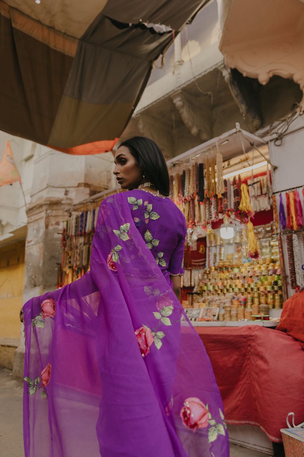 savina chiffon handpainted saree