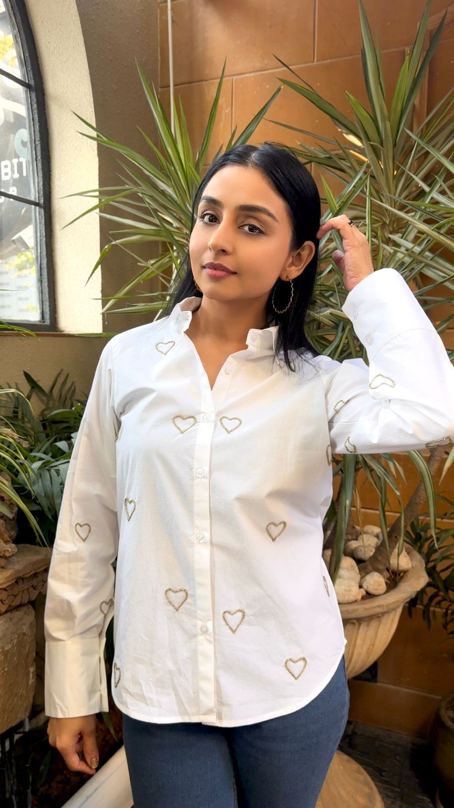 GOLDEN HEARTS HANDEMBROIDERED SHIRT