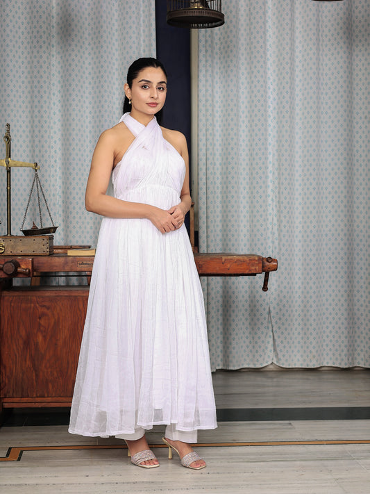 Noor White Chiffon Anarkali Set