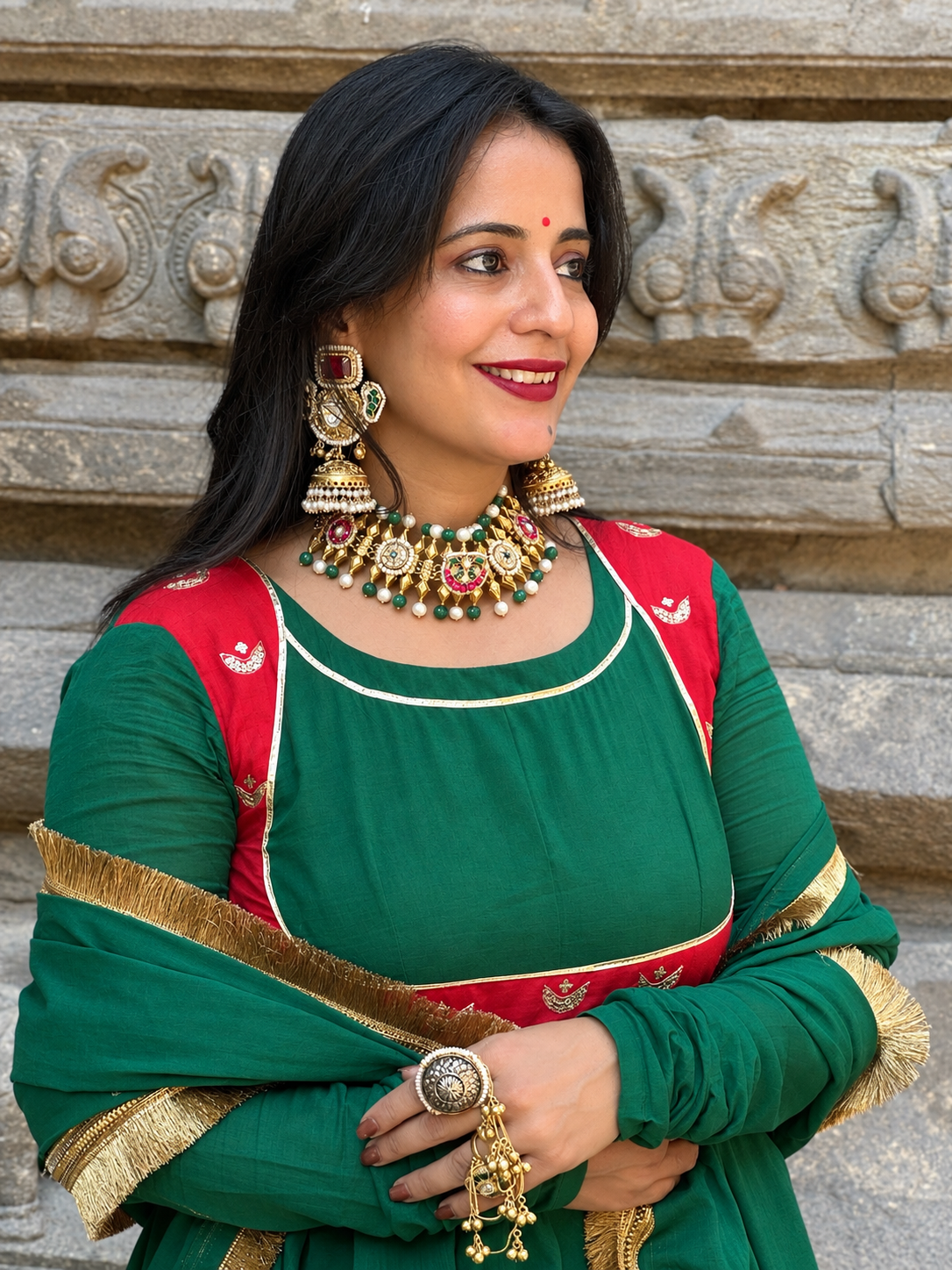 Chand Green Anarkali Set Of 3