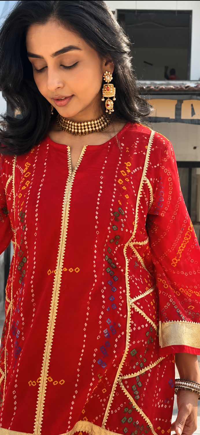 Odhani Bandhej Kurta set