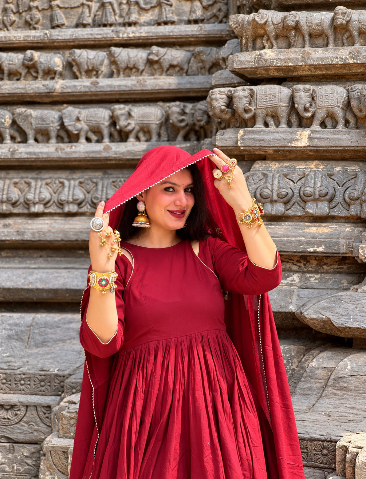 Maroon dhoti kurta set of 3