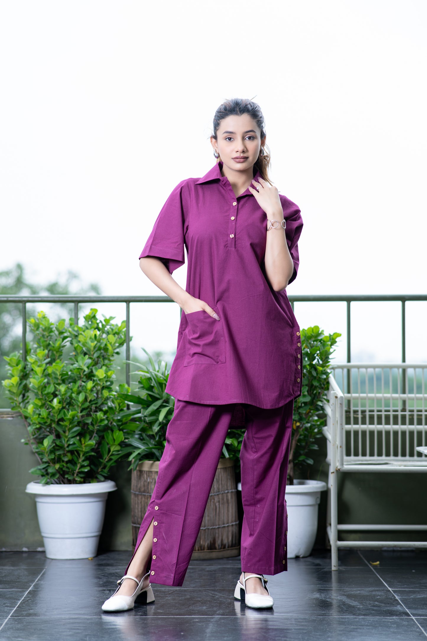 Purple Colored Kurta And Pant