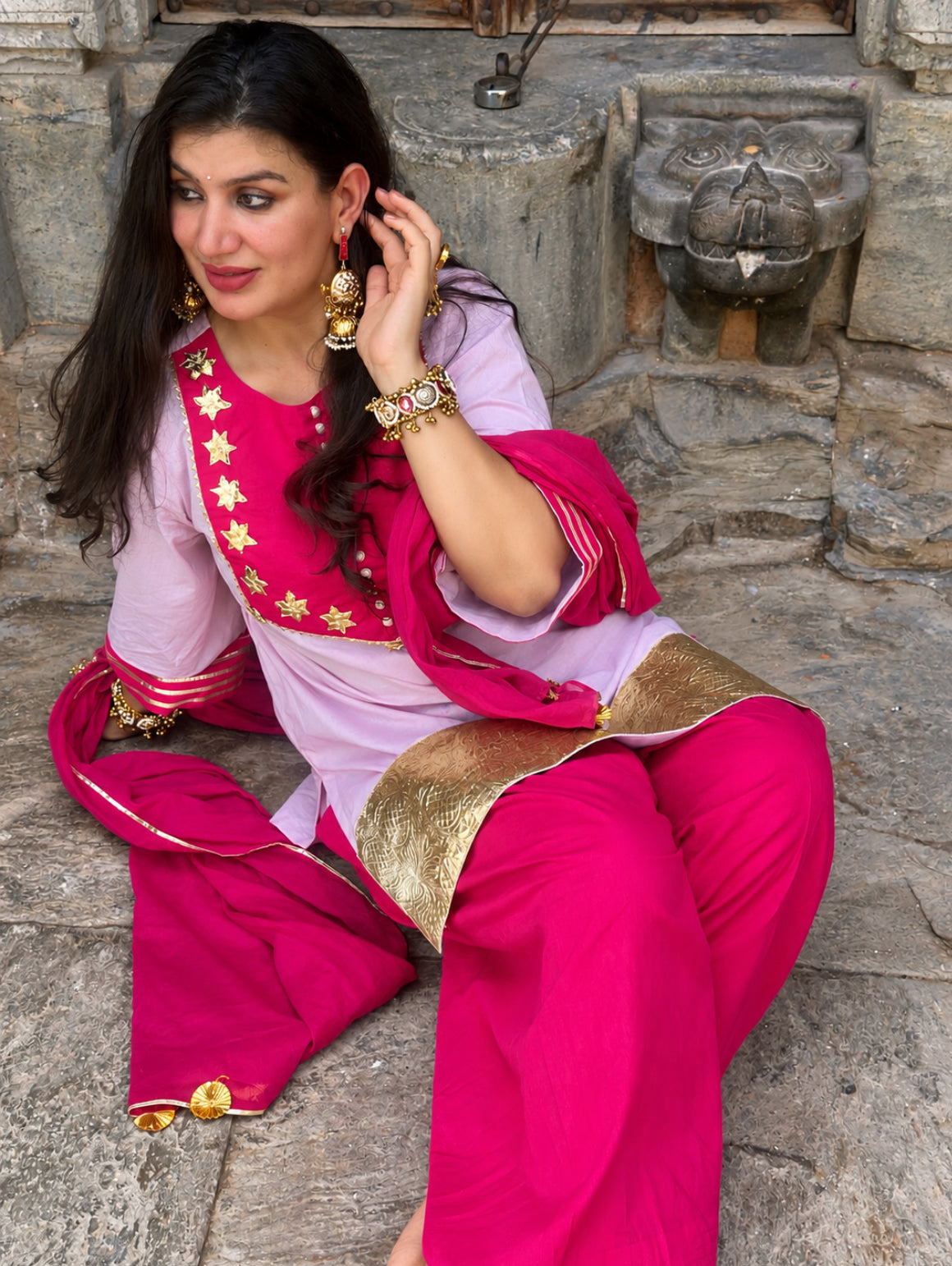Mahek Gulabi Farsi Gotta Salwar Kurta Set