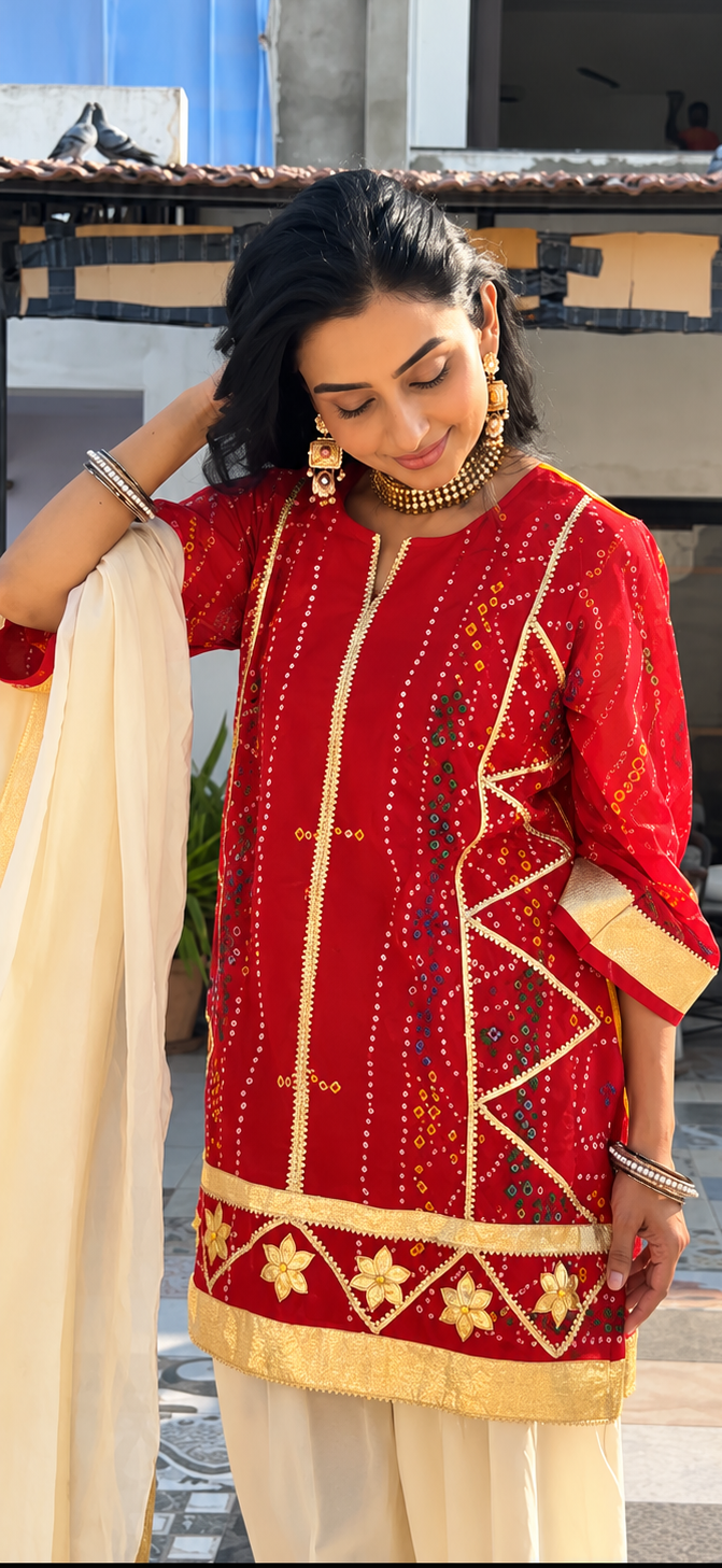 Odhani Bandhej Kurta set