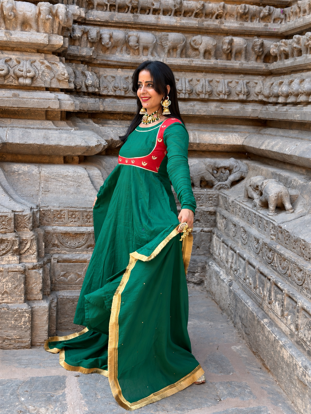 Chand Green Anarkali Set Of 3