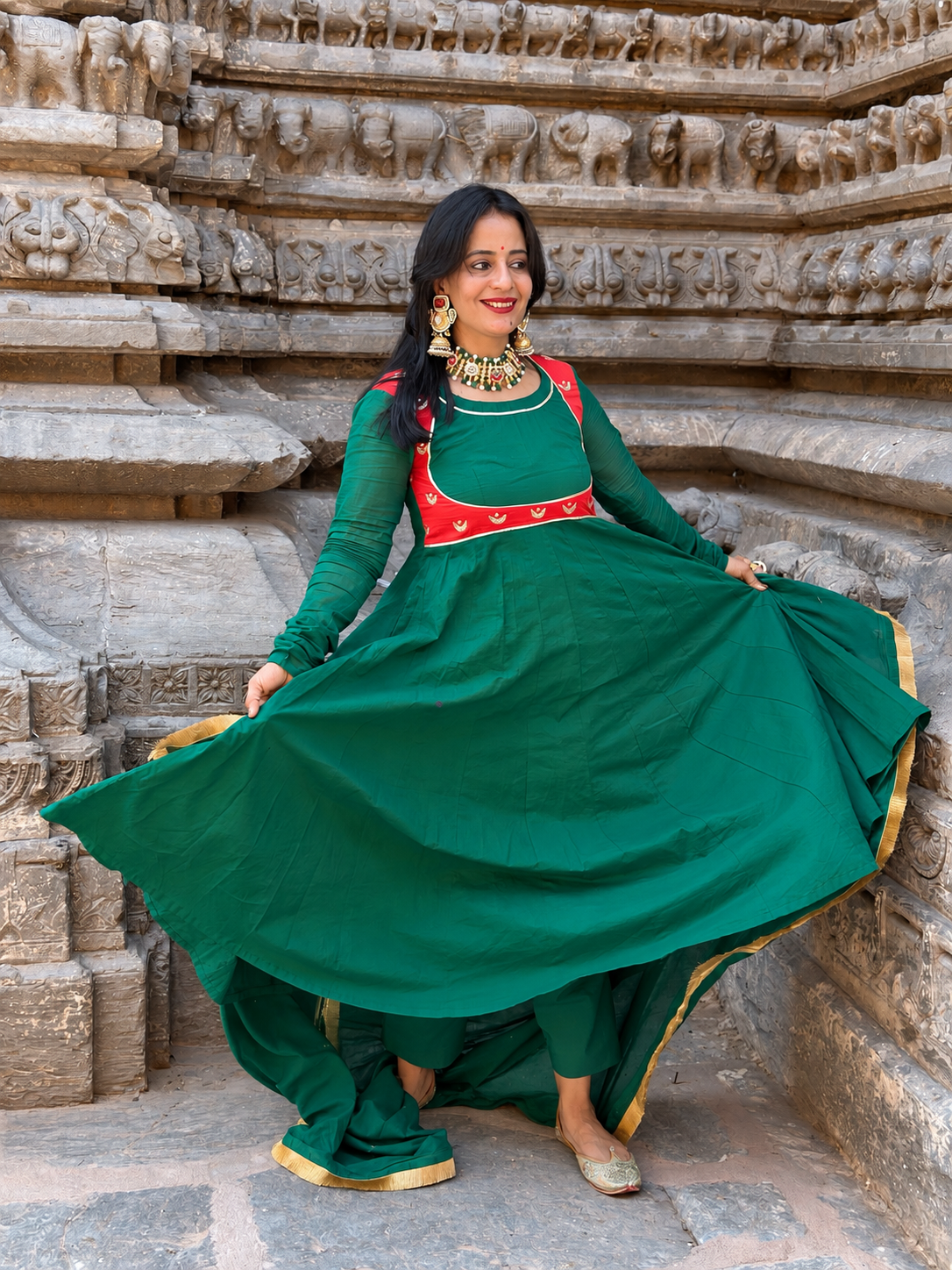 Chand Green Anarkali Set Of 3