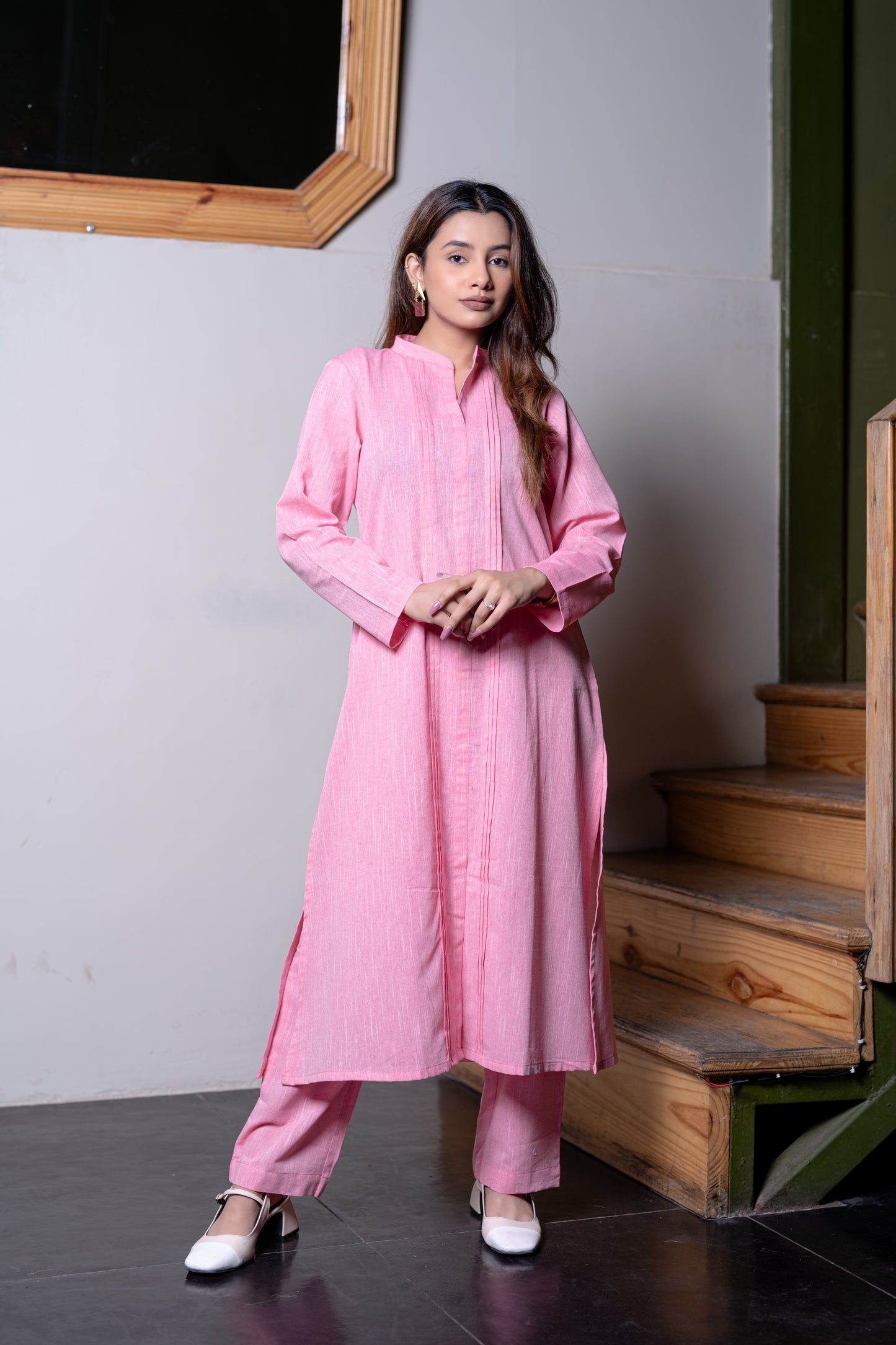 Light Pink South Cotton Kurta And Pant