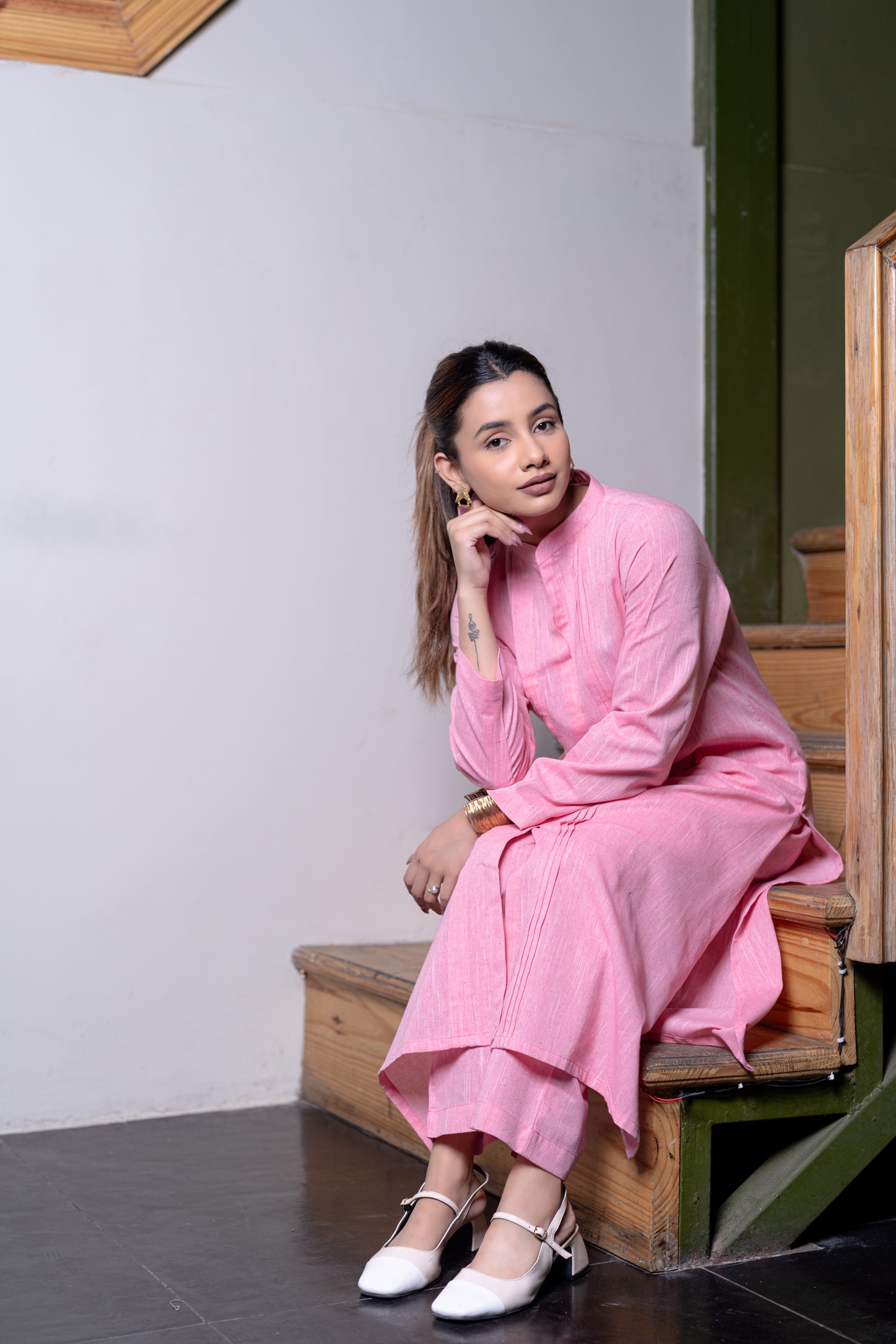 Light Pink South Cotton Kurta And Pant