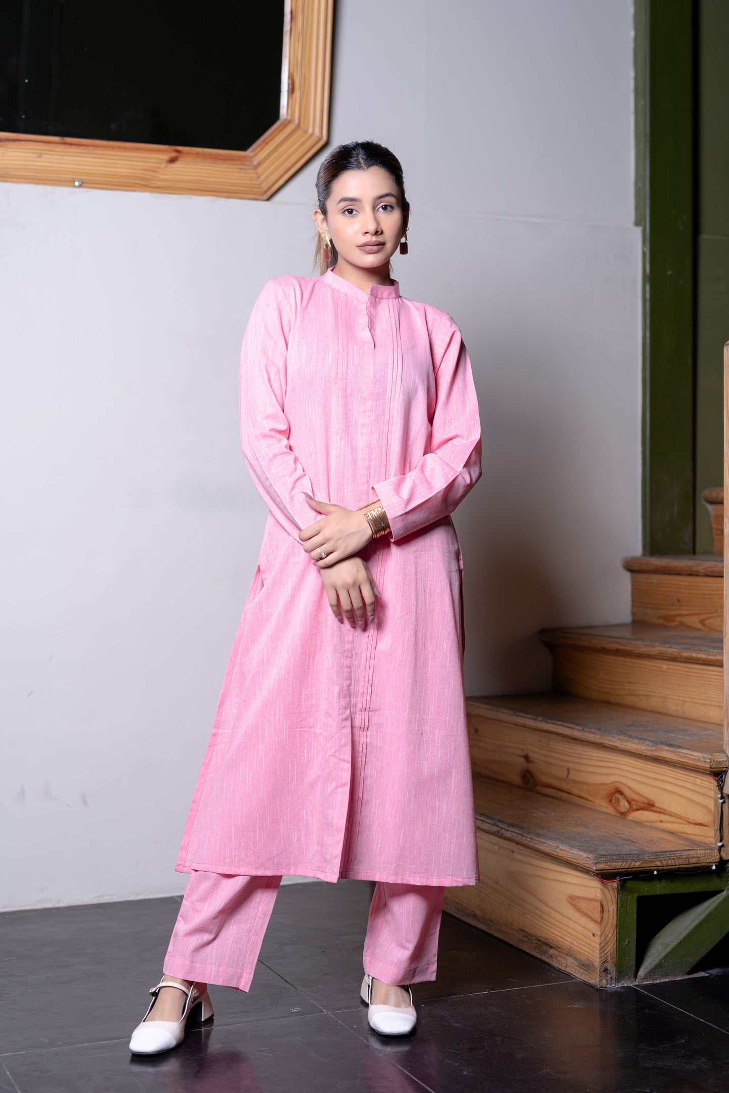 Light Pink South Cotton Kurta And Pant