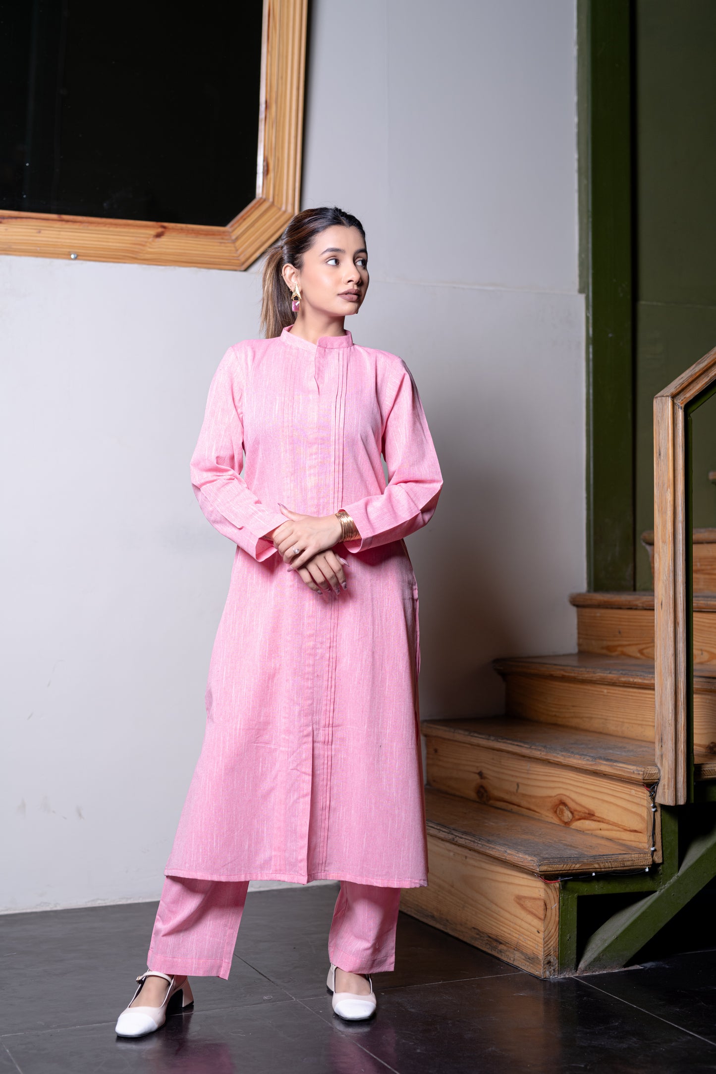 Light Pink South Cotton Kurta And Pant