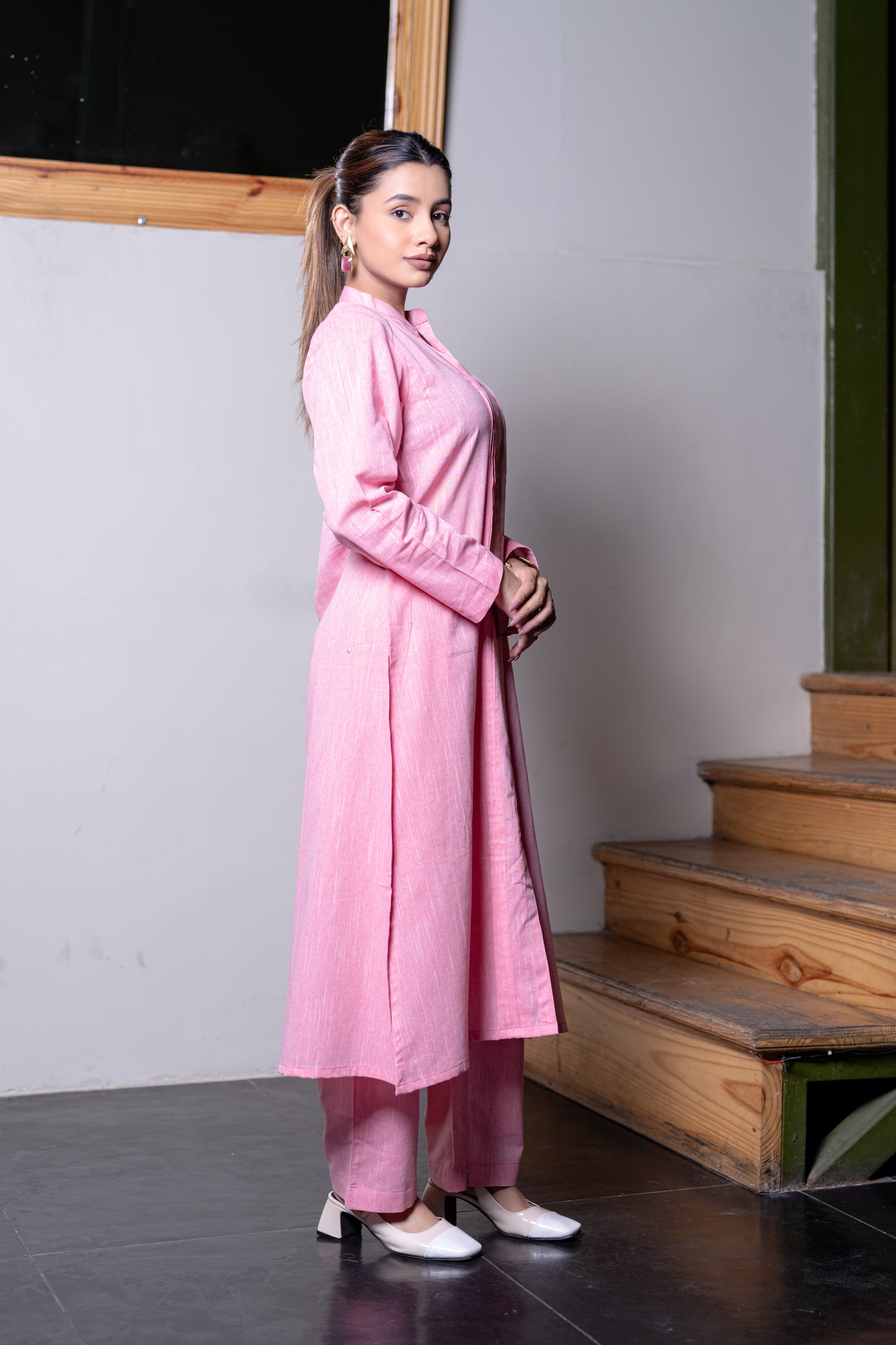 Light Pink South Cotton Kurta And Pant