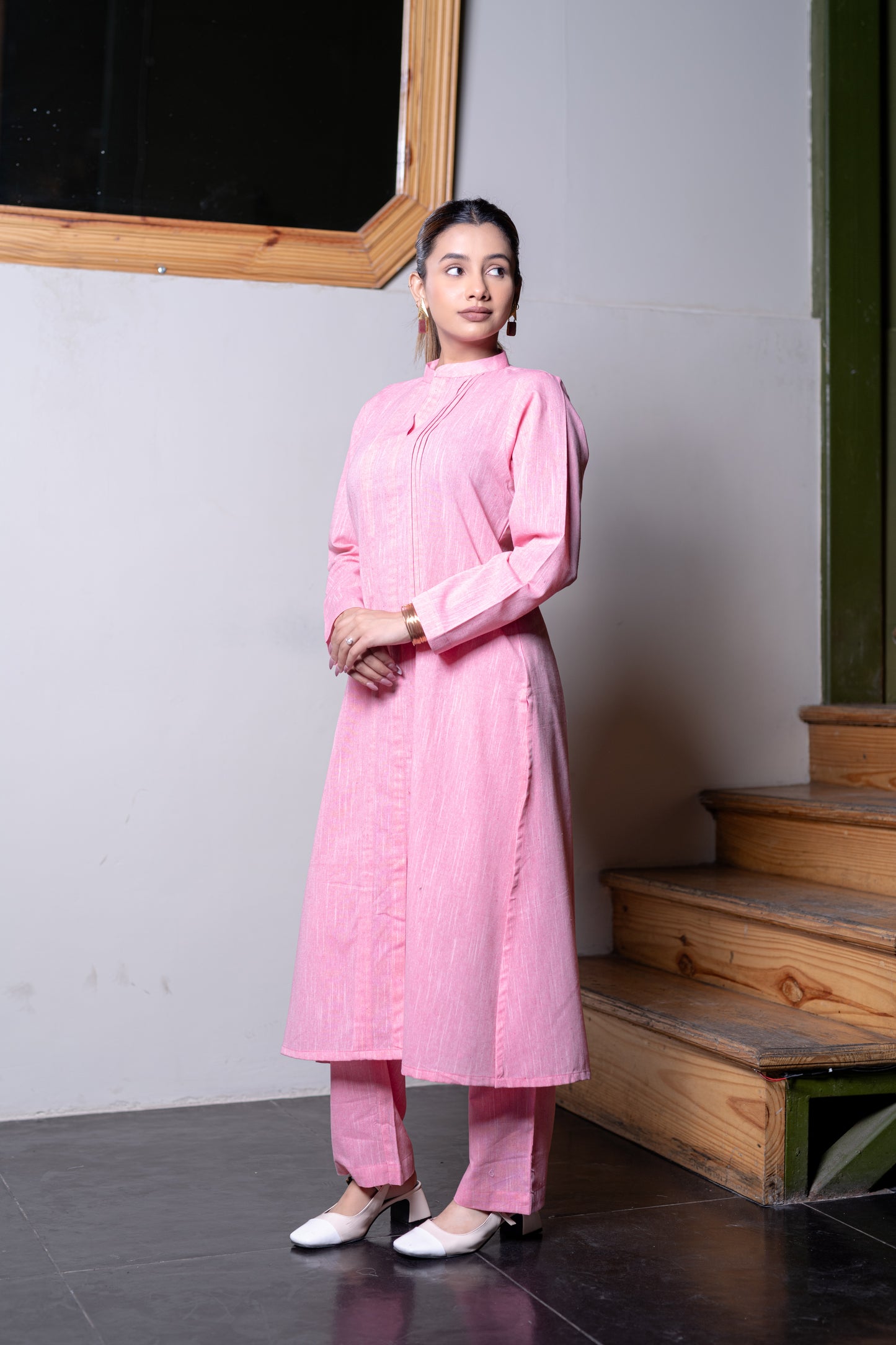 Light Pink South Cotton Kurta And Pant