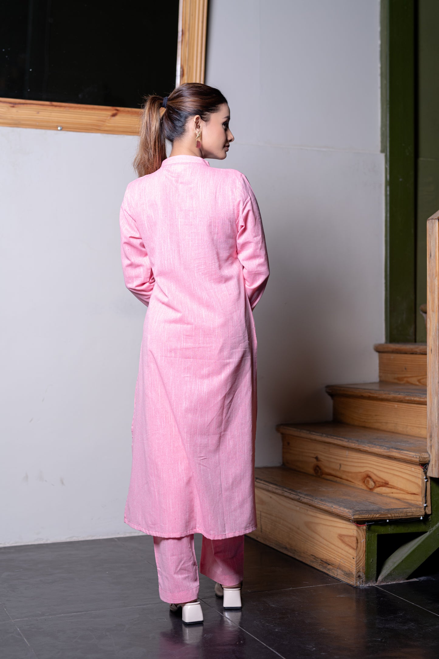 Light Pink South Cotton Kurta And Pant