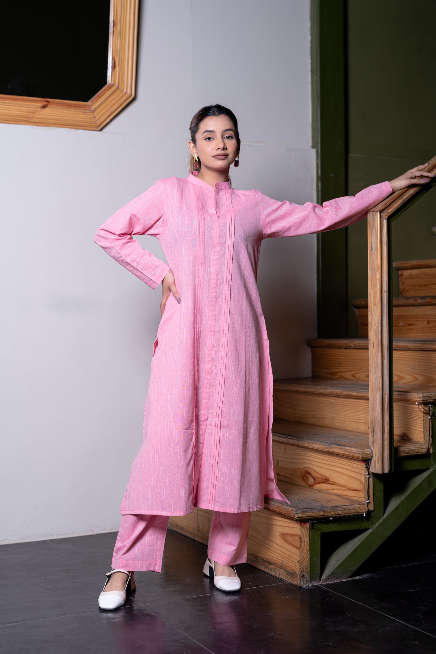 Light Pink South Cotton Kurta And Pant