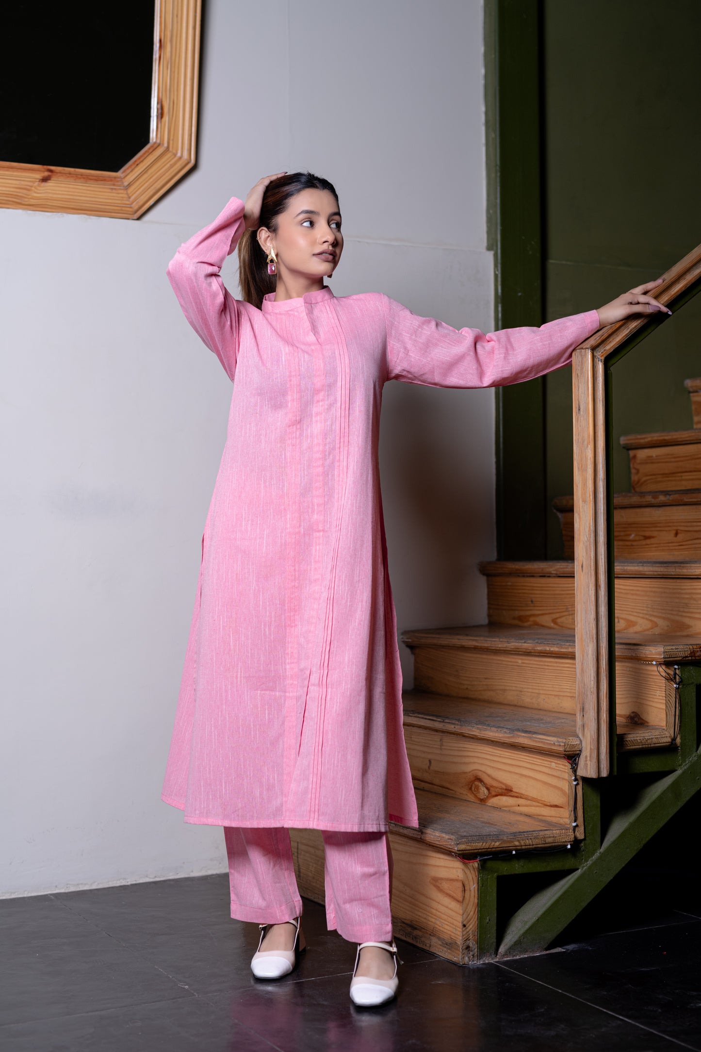 Light Pink South Cotton Kurta And Pant