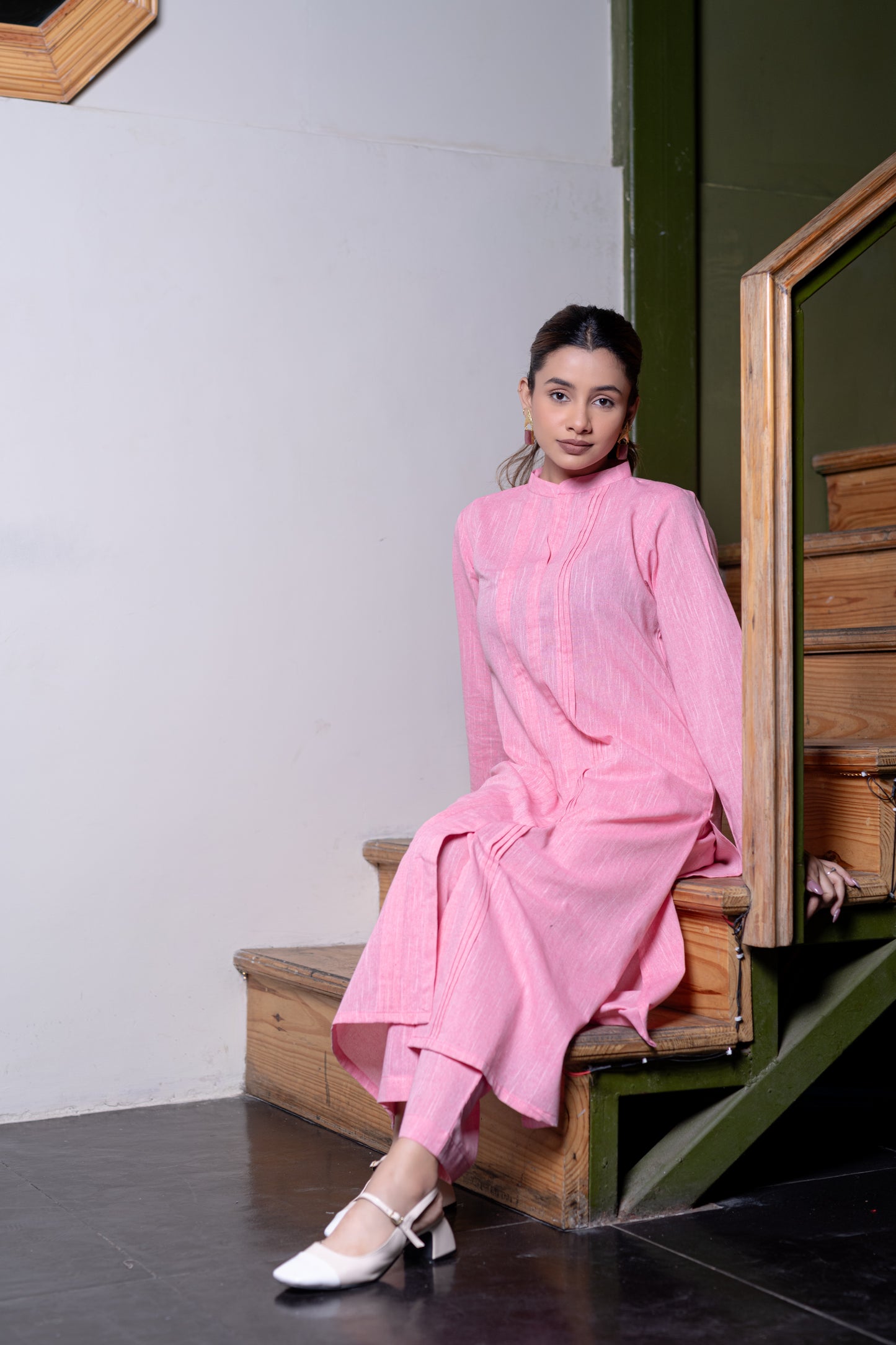 Light Pink South Cotton Kurta And Pant