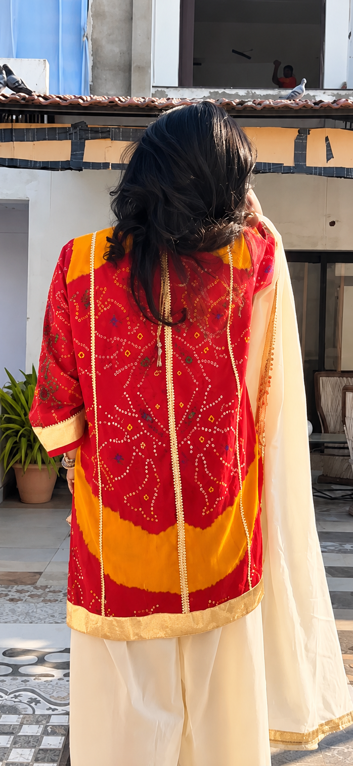 Odhani Bandhej Kurta set