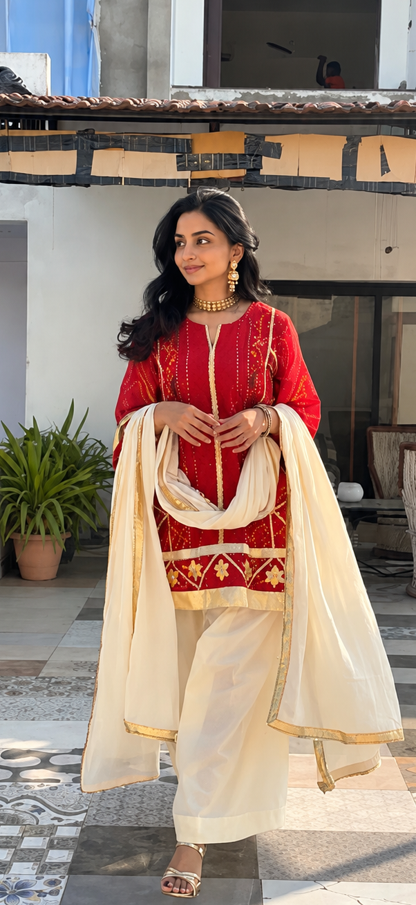Odhani Bandhej Kurta set