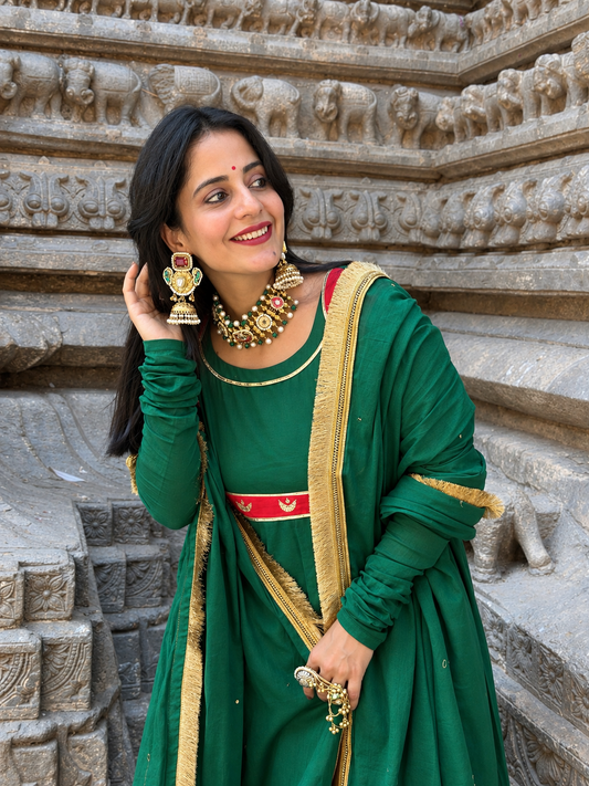 Chand Green Anarkali Set Of 3