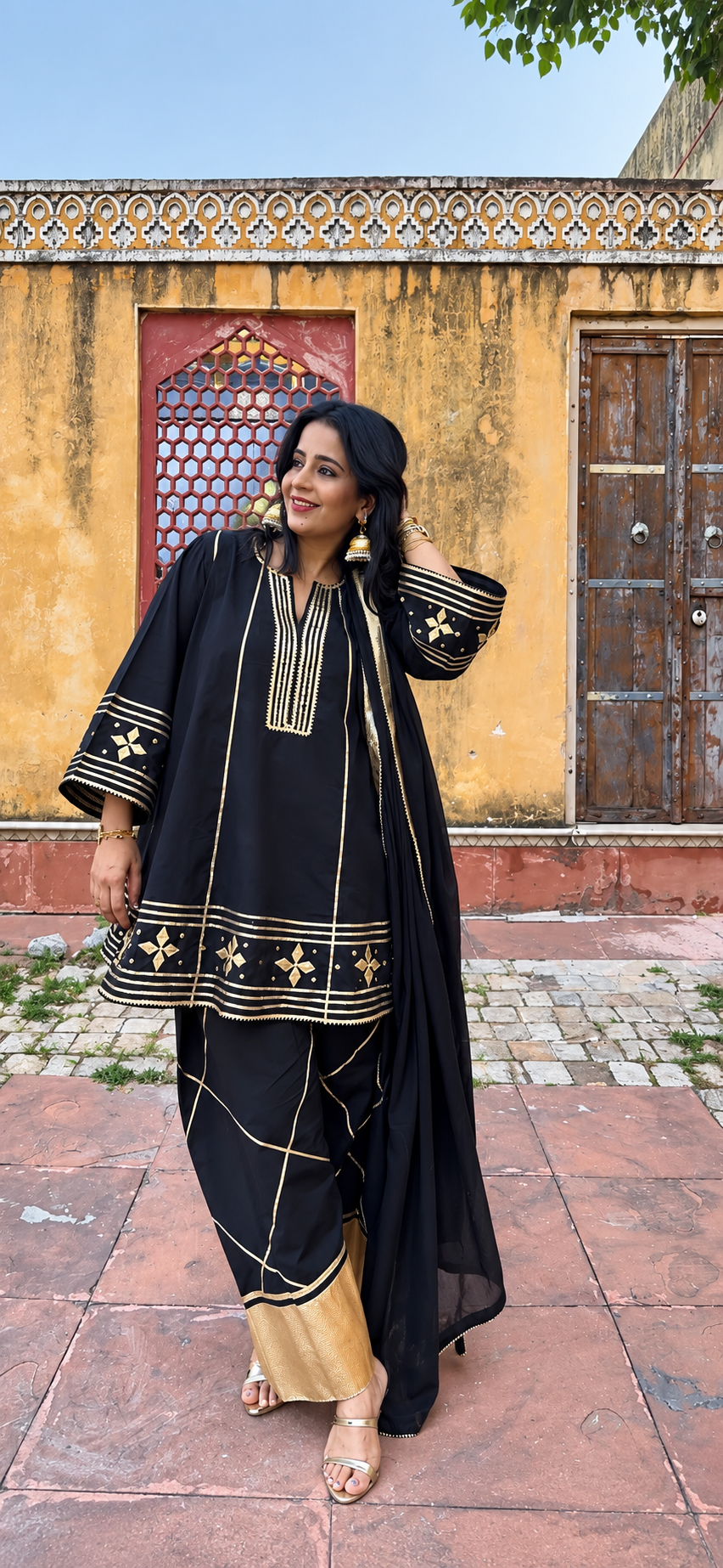 Geet Gotta Cotton Black Farsi Set