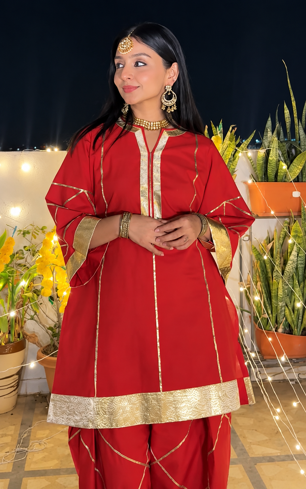 Sooraj Maroon Gotta suit set