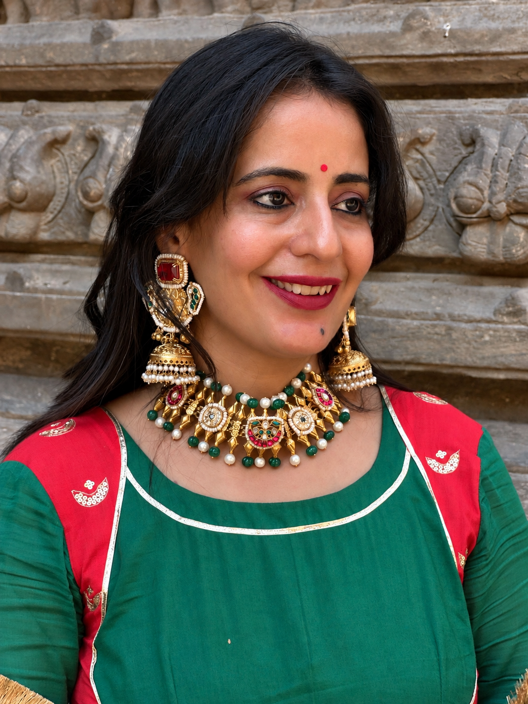 Chand Green Anarkali Set Of 3