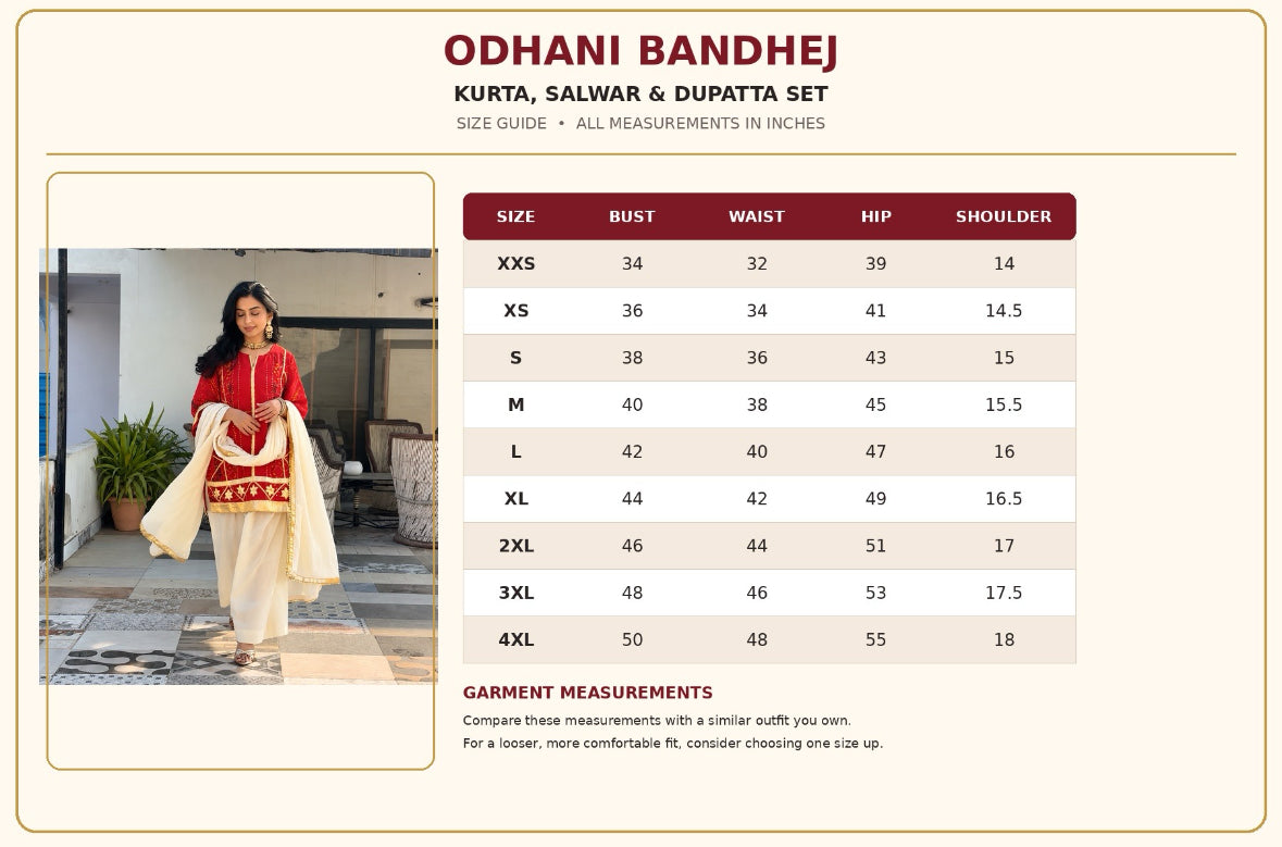 Odhani Bandhej Kurta set