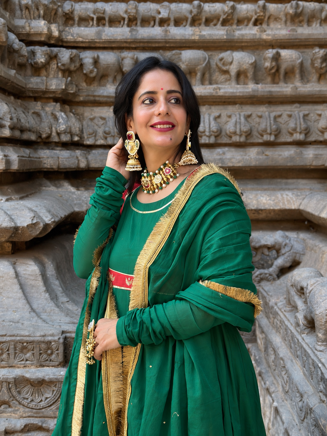 Chand Green Anarkali Set Of 3