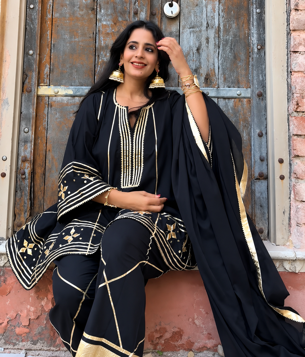 Geet Gotta Cotton Black Farsi Set