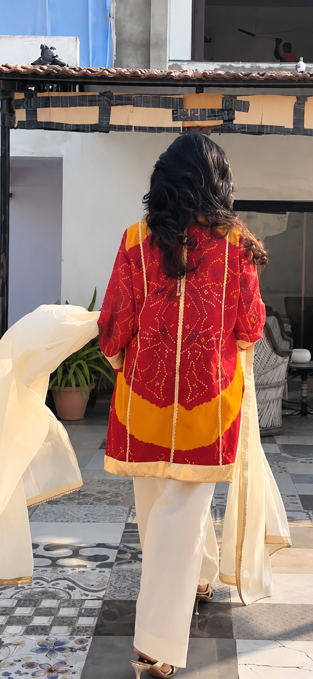 Odhani Bandhej Kurta set