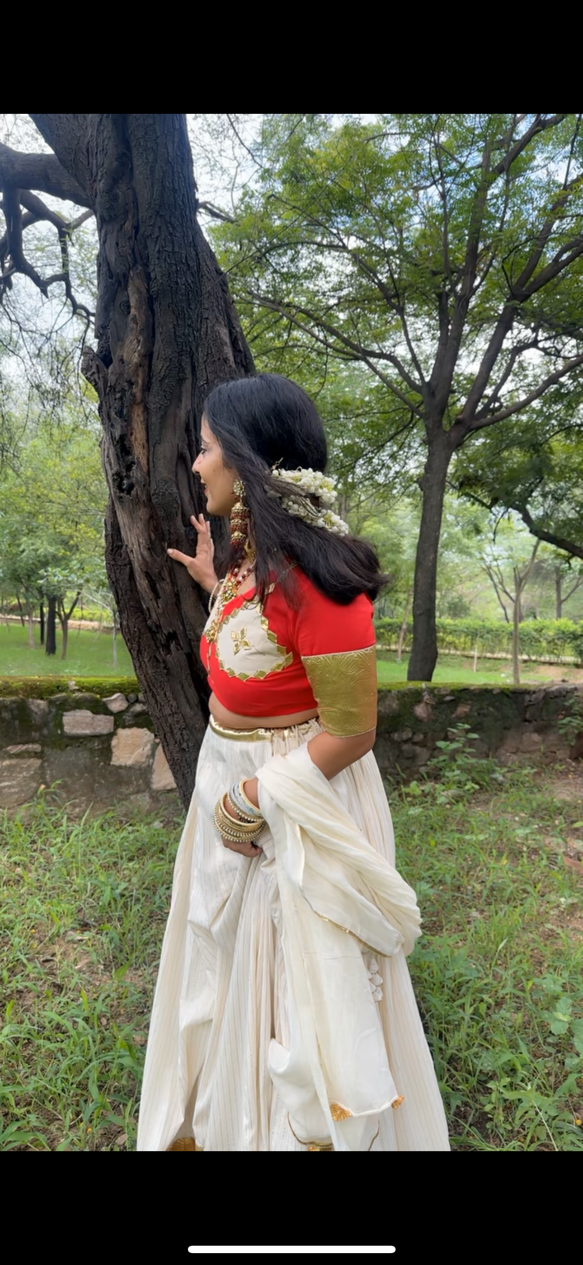 Red Chanda Cotton lehenga