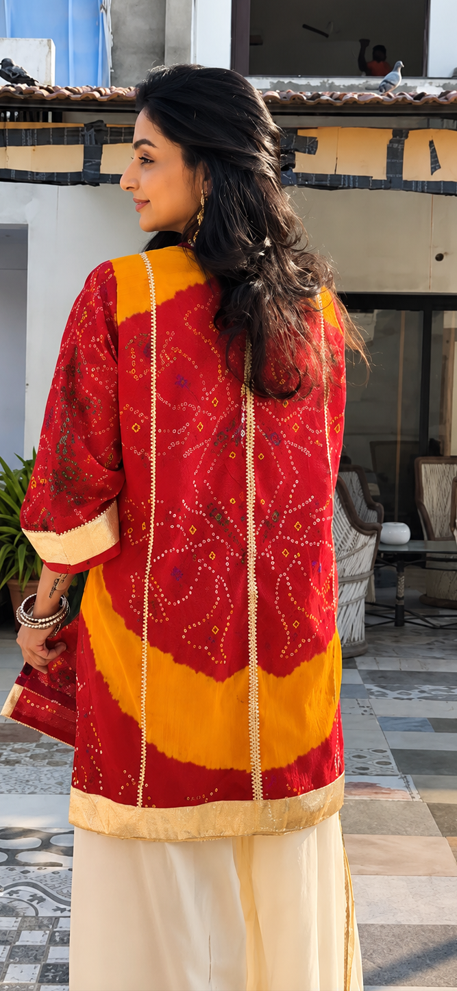 Odhani Bandhej Kurta set