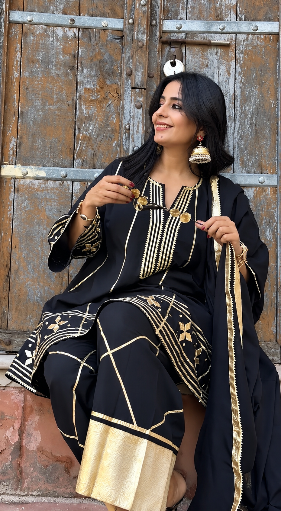 Geet Gotta Cotton Black Farsi Set