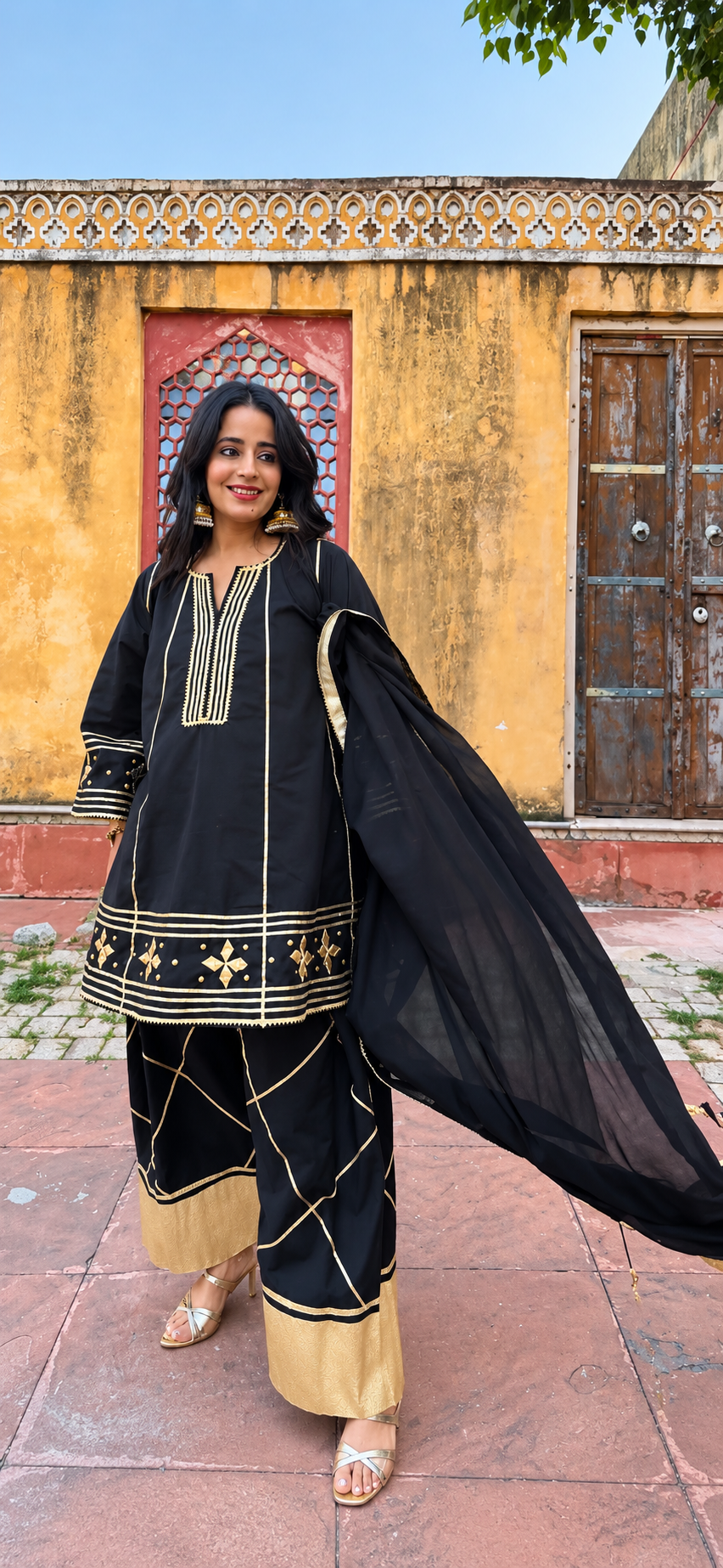 Geet Gotta Cotton Black Farsi Set
