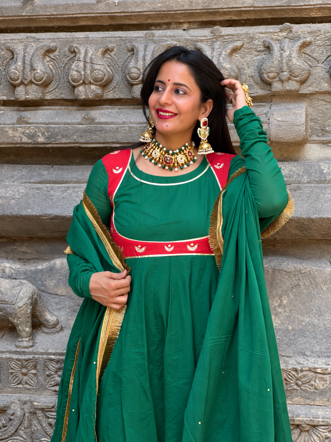 Chand Green Anarkali Set Of 3