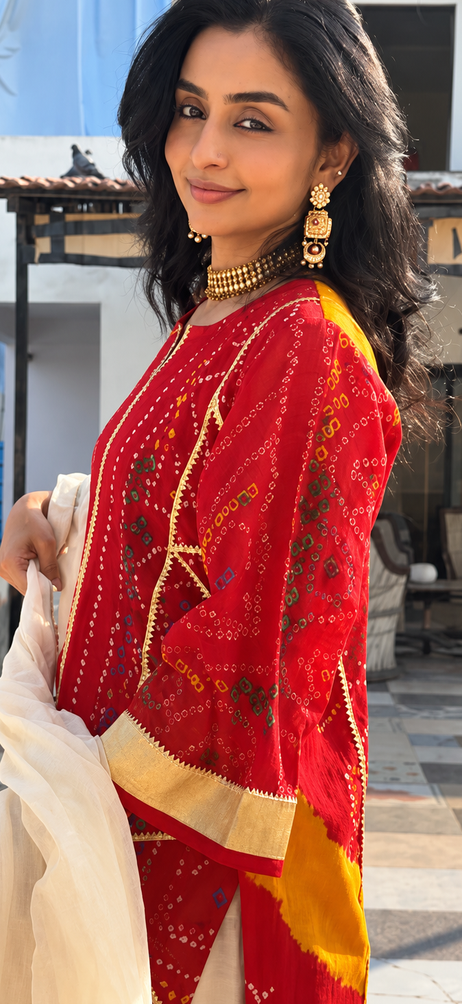 Odhani Bandhej Kurta set