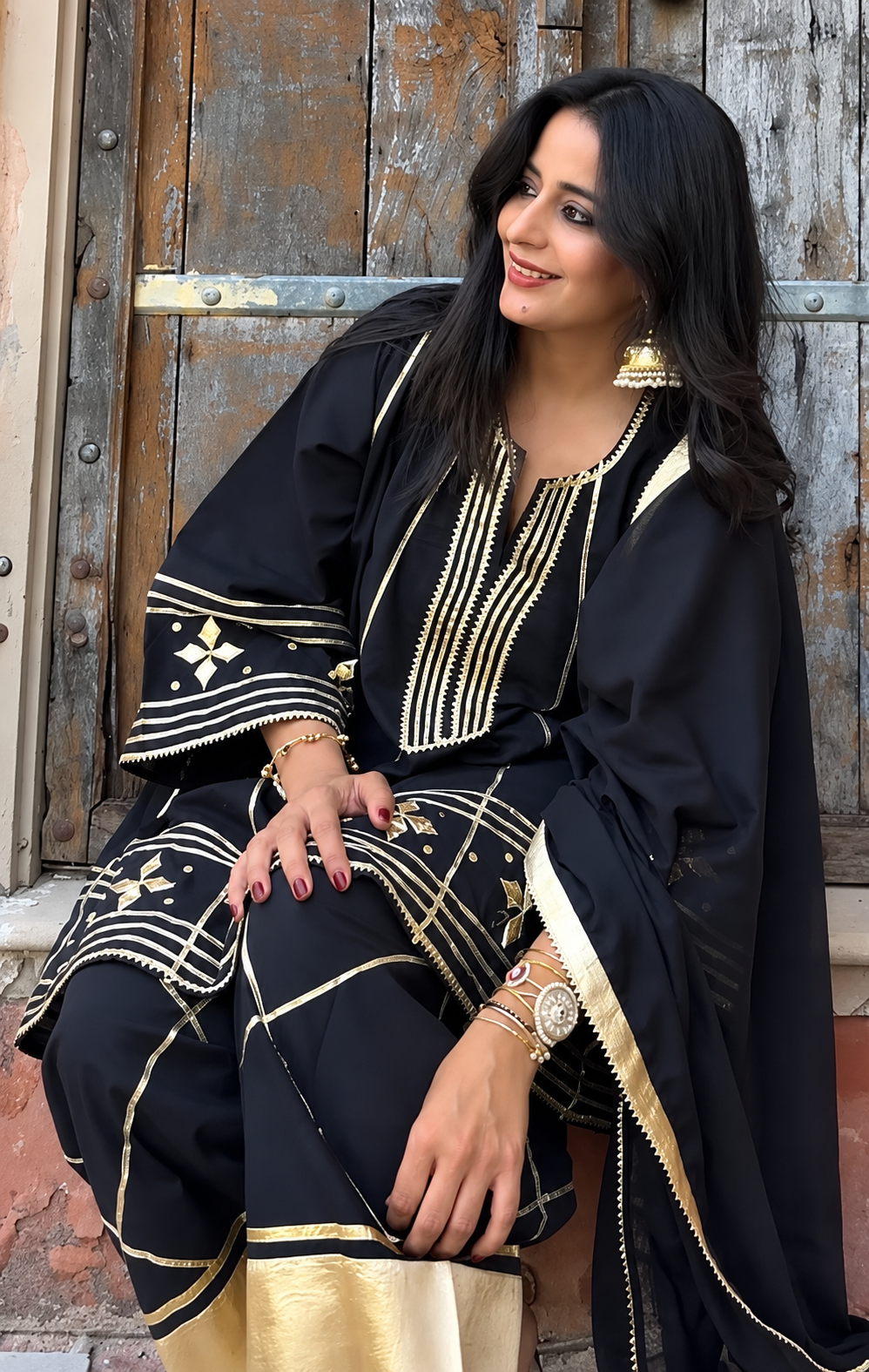 Geet Gotta Cotton Black Farsi Set